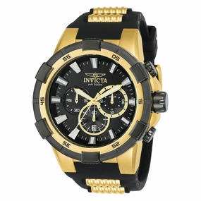 Invicta Men's Chronograph Watch - Aviator Black and Gold Tone Strap | 23693
