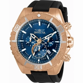 Invicta Men's Chronograph Watch - Aviator Rose Gold Plated Case Black Strap | 30752