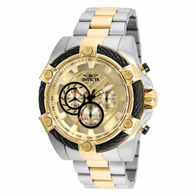 Invicta Men's Chronograph Watch - Bolt Quartz Gold Dial Two Tone Bracelet | 25518