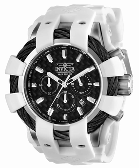 Invicta Men's Chronograph Watch - Bolt Sport Black Dial White Rubber Strap | 23856