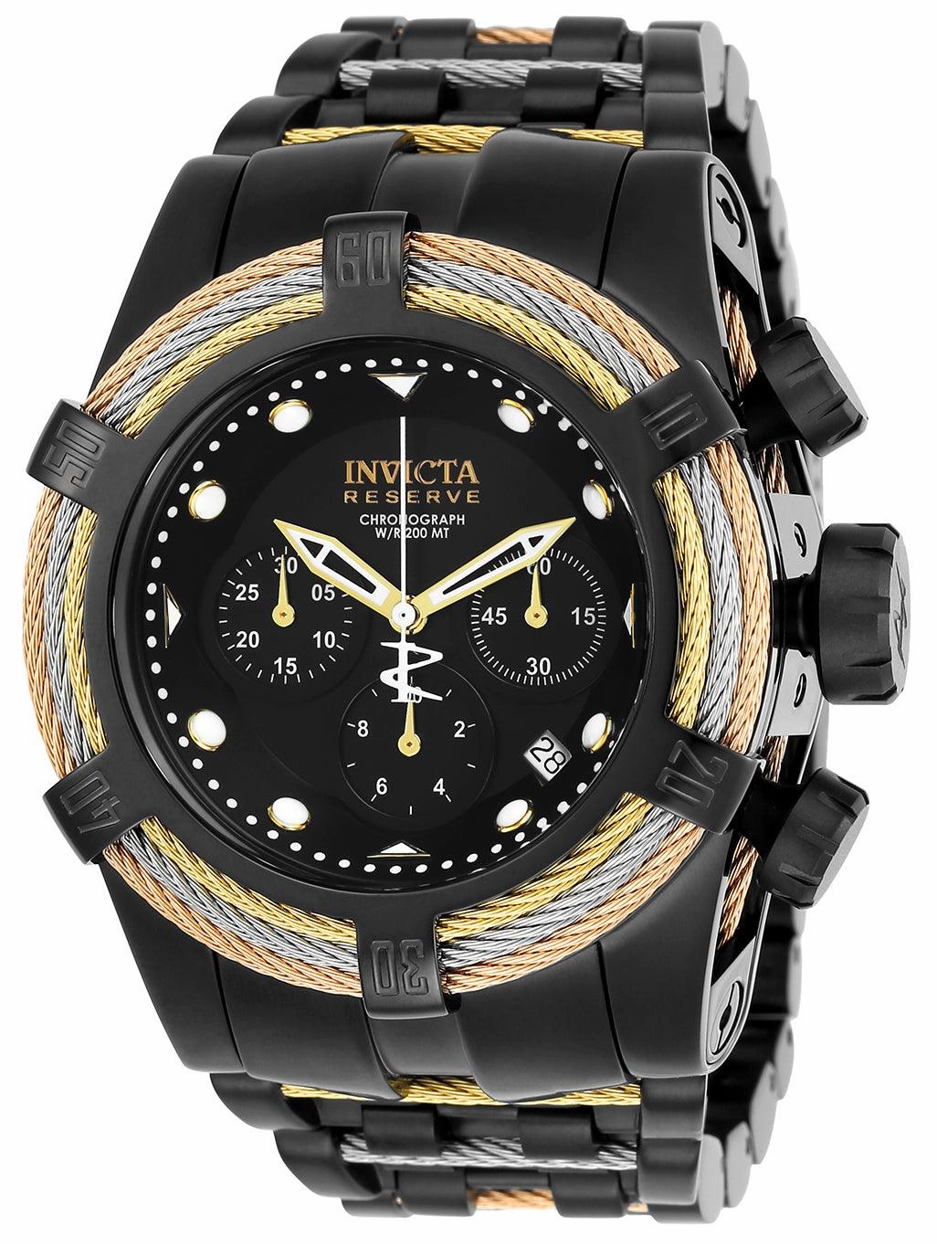 Invicta Men's Chronograph Watch - Bolt Zeus Reserve Black Dial Quartz Dive | 23050