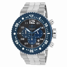 Invicta Men's Chronograph Watch - Pro Diver Black & Blue Dial Steel Bracelet | 25074