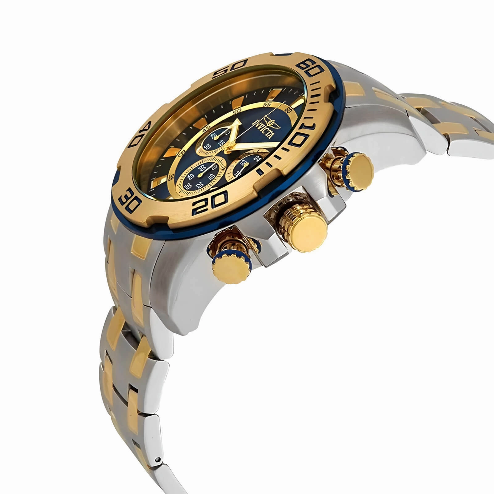 Invicta Men's Chronograph Watch - Pro Diver Blue Dial Two Tone Bracelet | 26296