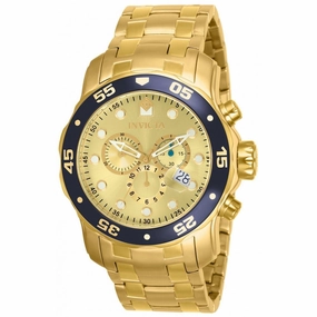 Invicta Men's Chronograph Watch - Pro Diver Gold Dial Yellow Gold Steel Dive | 80068