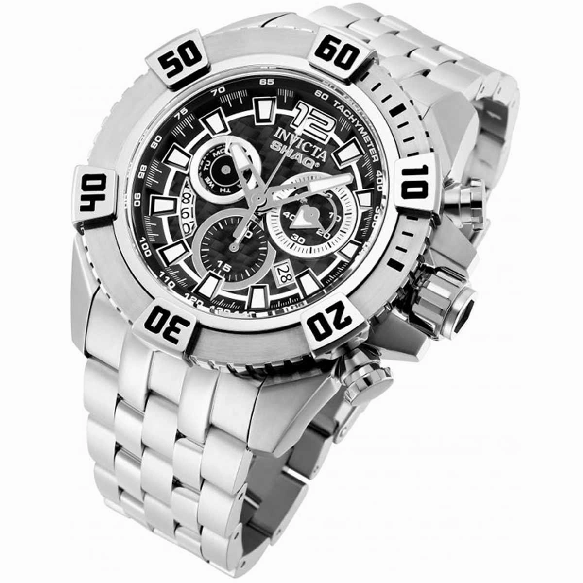 Invicta Men's Chronograph Watch - Shaq Rotating Bezel Silver Tone Bracelet | 33764
