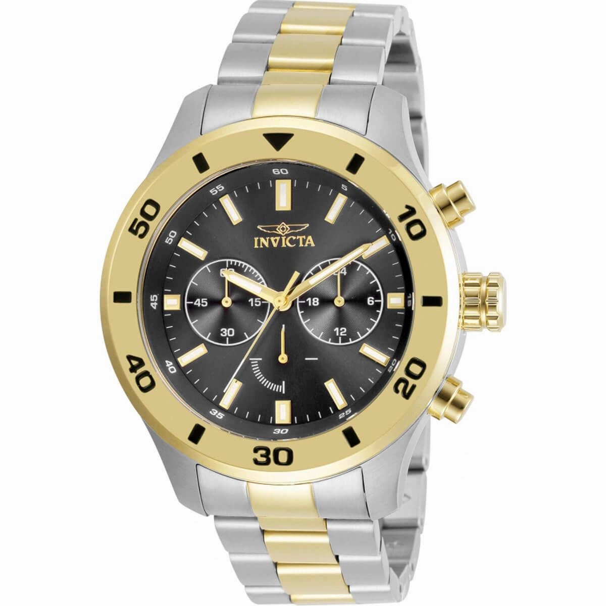 Invicta Men's Chronograph Watch - Specialty Black Dial Two Tone Bracelet | 28889