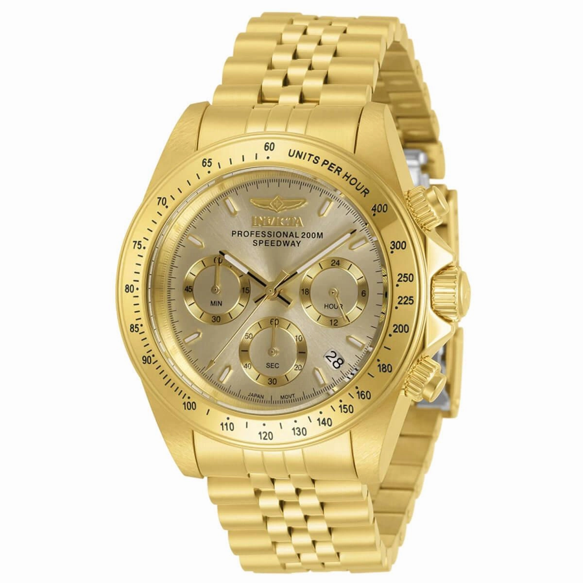 Invicta Men's Chronograph Watch - Speedway Gold Tone Dial Steel Bracelet | 30997