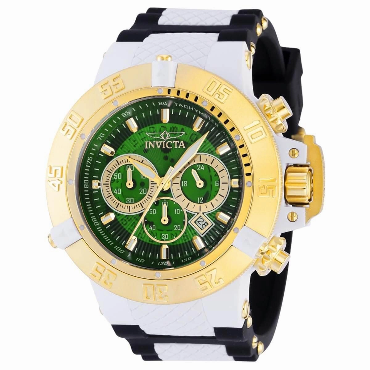 Invicta Men's Chronograph Watch - Subaqua Green Dial Black and White Strap | 39002
