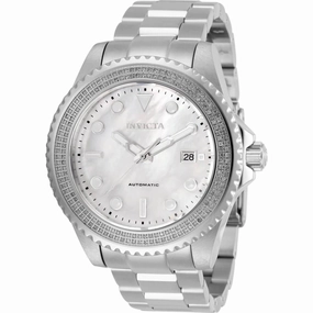 Invicta Men's Diamond Watch - Pro Diver White MOP Dial Silver Tone Bracelet | 30324