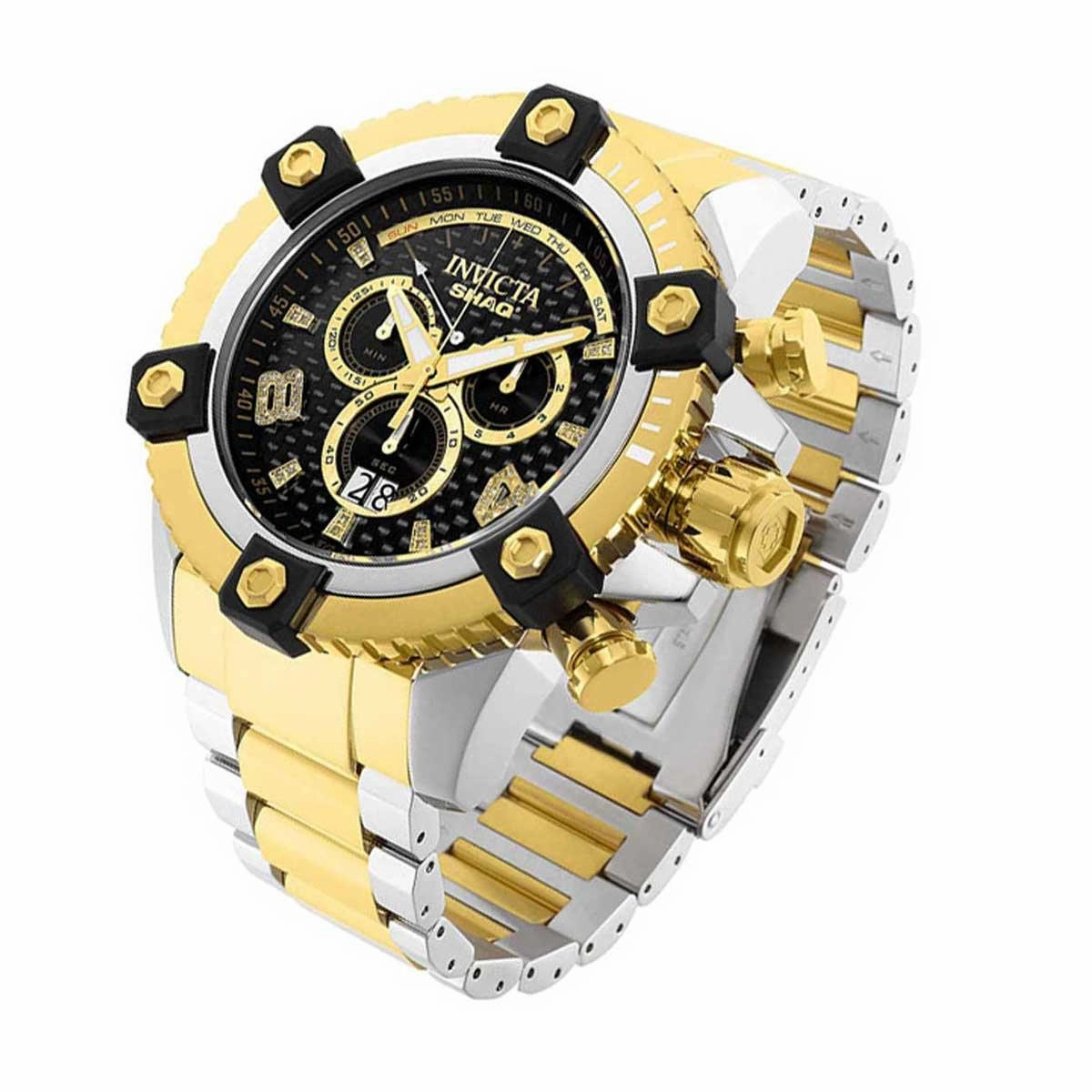 Invicta Men's Diamond Watch - Shaq Quartz Black Dial Two Tone Bracelet | 33727