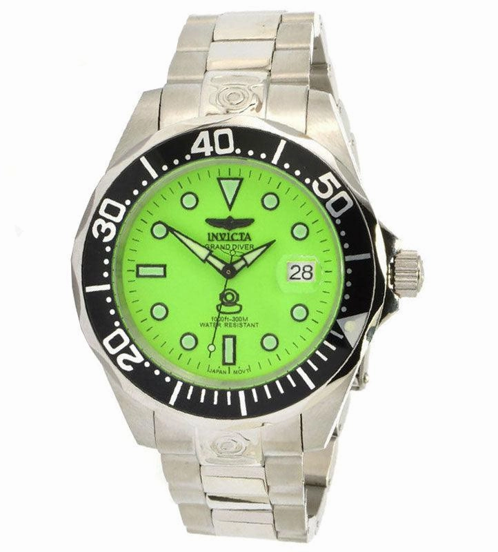 Invicta Men's Grand Diver Automatic Watch - Green Dial Stainless Steel Dive | 10641