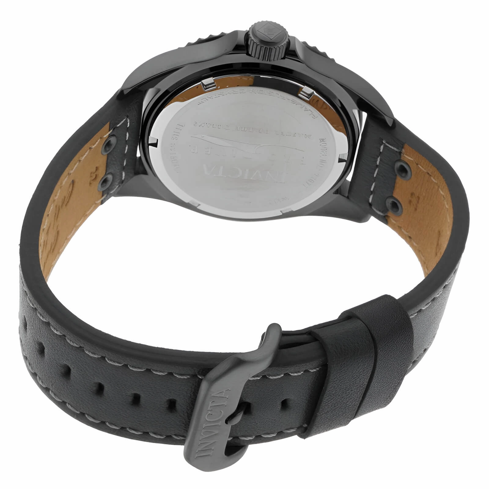 Invicta Men's Grey Leather Strap Watch - Pro Diver Quartz Grey Dial Dive | 22077
