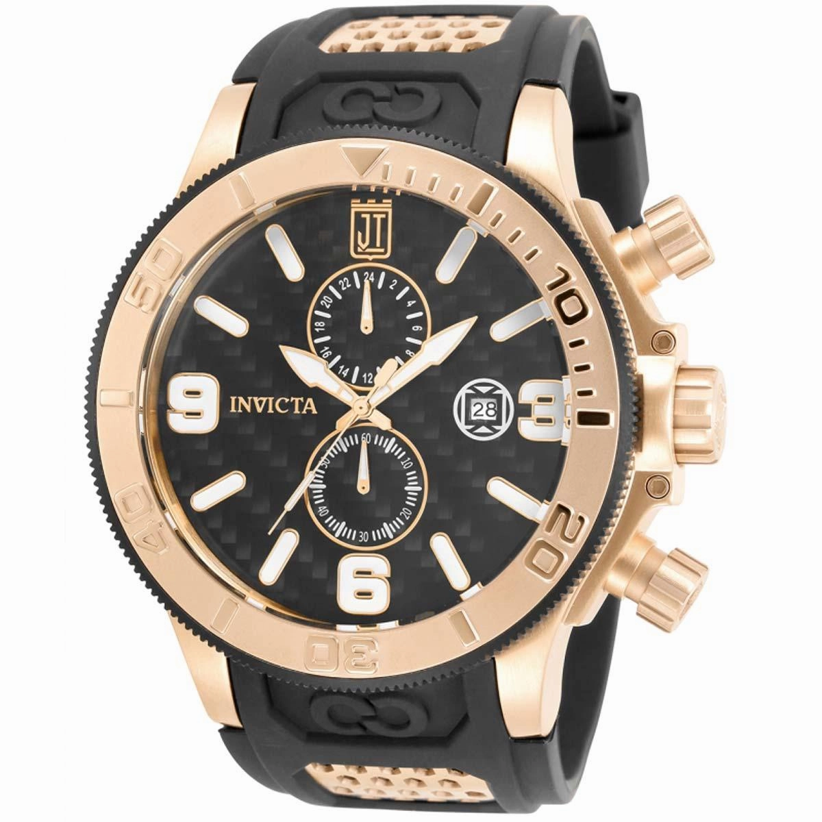 Invicta Men's Japanese Quartz Watch - Jason Taylor Chrono Black and RG Strap | 33981