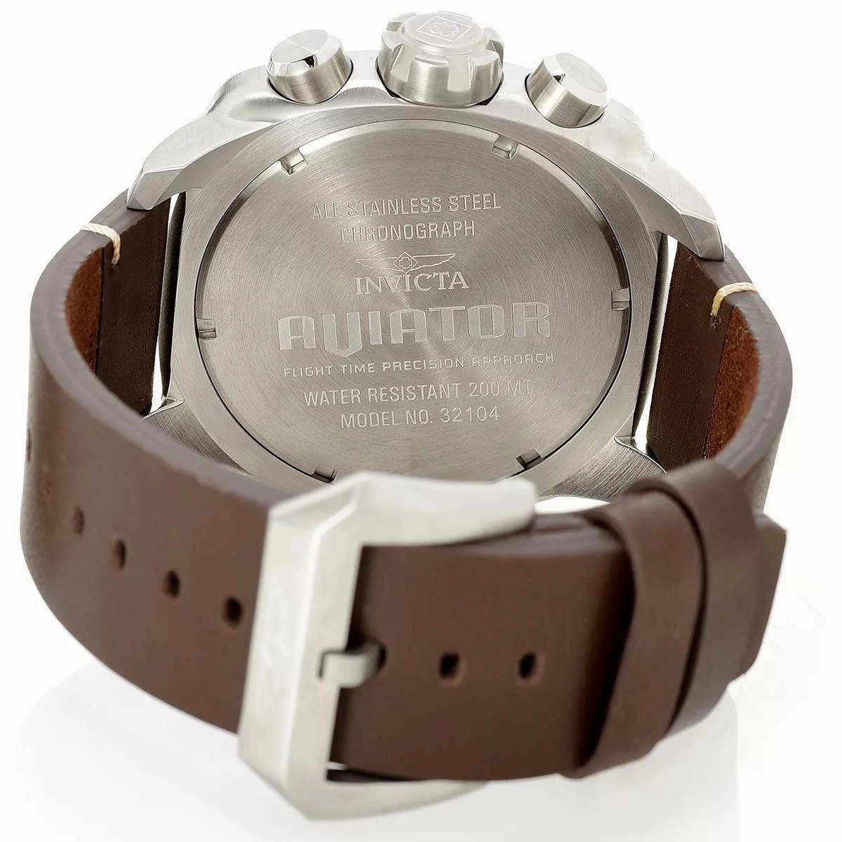 Invicta Men's Quartz Watch - Aviator Chronograph Blue Dial Leather Strap | 32104