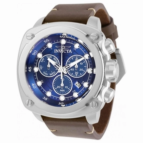 Invicta Men's Quartz Watch - Aviator Chronograph Blue Dial Leather Strap | 32104