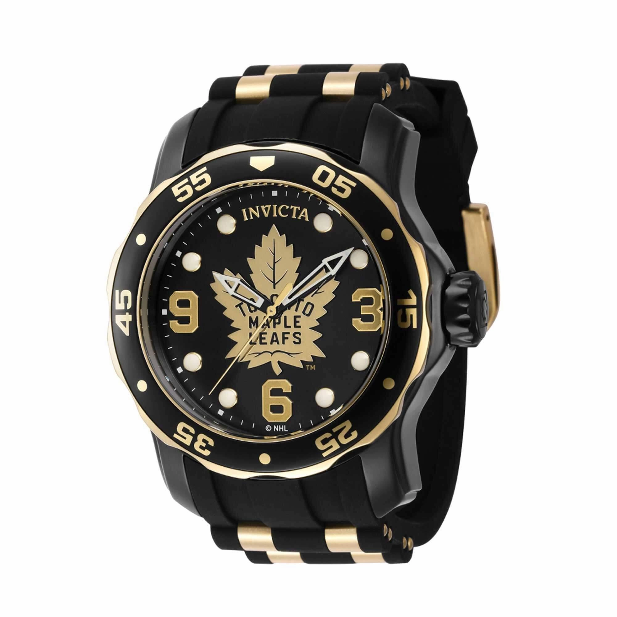 Invicta Men's Quartz Watch - NHL Toronto Maple Leafs Gold and Black Strap | 42326