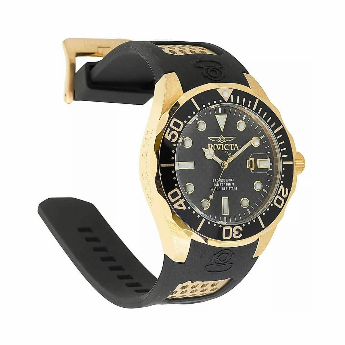 Invicta Men's Quartz Watch - Pro Diver Black Dial Polyurethane Strap Date | 36553