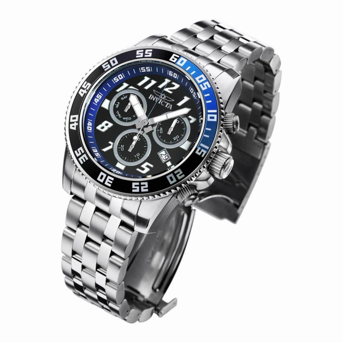 Invicta Men's Quartz Watch - Pro Diver Black Dial Stainless Steel Bracelet | 20478