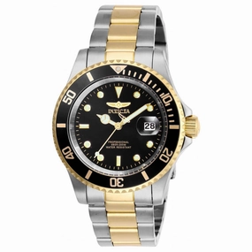 Invicta Men's Quartz Watch - Pro Diver Black Dial Two Tone Bracelet | 26973