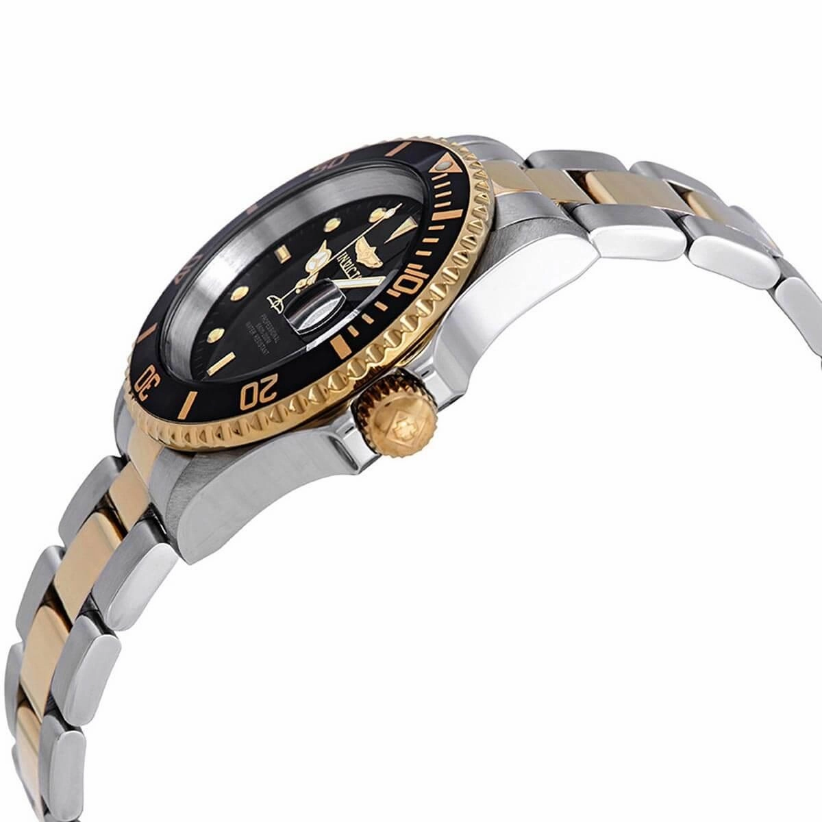 Invicta Men's Quartz Watch - Pro Diver Black Dial Two Tone Bracelet | 26973