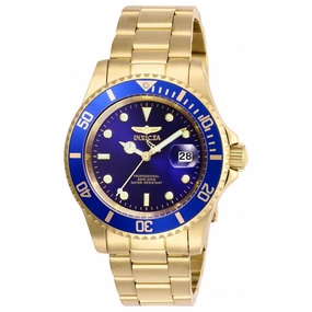 Invicta Men's Quartz Watch - Pro Diver Blue Dial Yellow Gold Bracelet | 26974