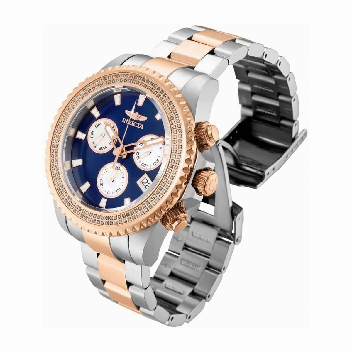 Invicta Men's Quartz Watch - Pro Diver Chronograph Blue Dial TT Bracelet | 31732