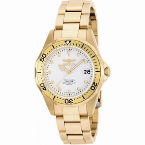 Invicta Men's Quartz Watch - Pro Diver White Dial Yellow Gold Bracelet | 17053