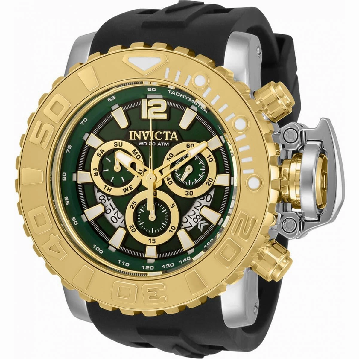 Invicta Men's Quartz Watch - Sea Hunter Chronograph Green and Gold Dial | 32619