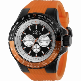 Invicta Men's Watch - Aviator Chrono Black, Silver Tone Dial Orange Strap | 37031