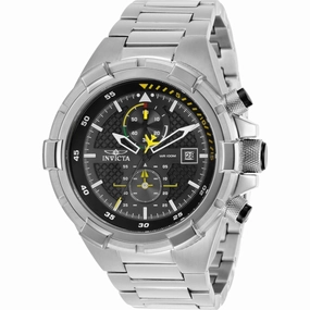Invicta Men's Watch - Aviator Chronograph Black Dial Silver Steel Bracelet | 28108
