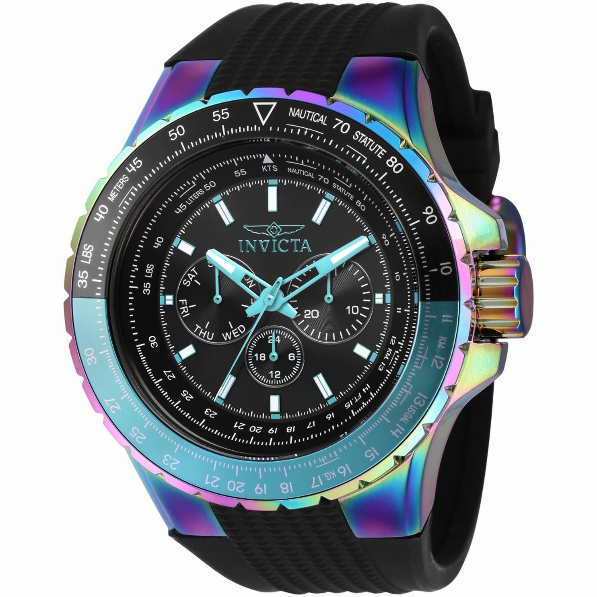 Invicta Men's Watch - Aviator Quartz Chronograph Black Dial Silicone Strap | 37033