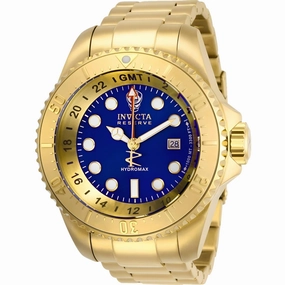 Invicta Men's Watch - Hydromax GMT Blue Dial Yellow Gold Steel Bracelet Dive | 29731