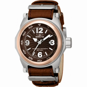 Invicta Men's Watch - I-Force Rose Gold Tone Bezel Brown Dial Leather Strap | 10518