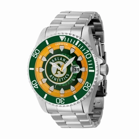 Invicta Men's Watch - MLB Oakland Athletics Date Display Silver Steel Bracelet | 43473