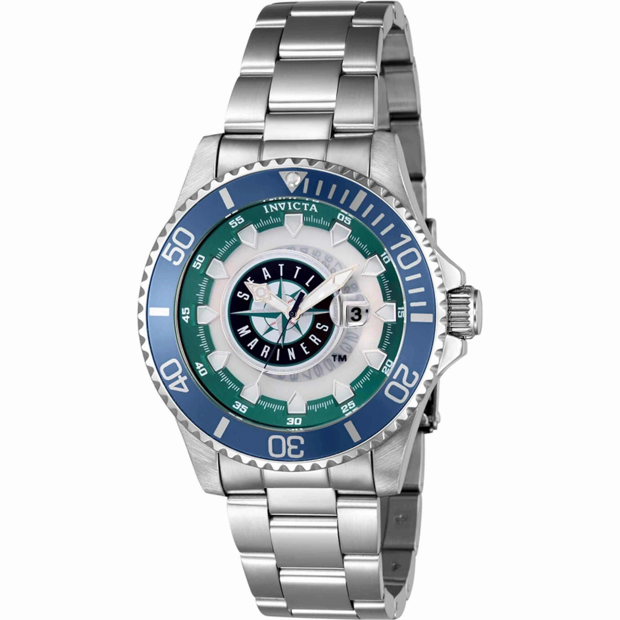 Invicta Men's Watch - MLB Seattle Mariners Date Display Silver Steel Bracelet | 43478