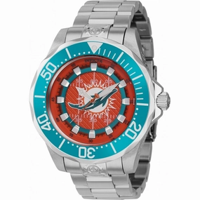 Invicta Men's Watch - NFL Miami Dolphins Dial Rotating Bezel Silver Bracelet | 42128