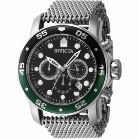 Invicta Men's Watch - Pro Diver Black and Green Rotating Bezel Mesh Bracelet | 47631
