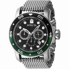 Invicta Men's Watch - Pro Diver Black and Green Rotating Bezel Mesh Bracelet | 47631