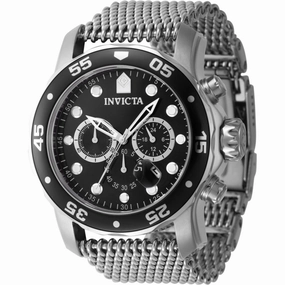 Invicta Men's Watch - Pro Diver Chronograph Black Dial Silver Steel Bracelet | 47236