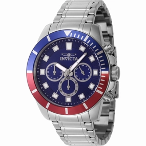 Invicta Men's Watch - Pro Diver Chronograph Blue Dial Silver Steel Bracelet | 46041