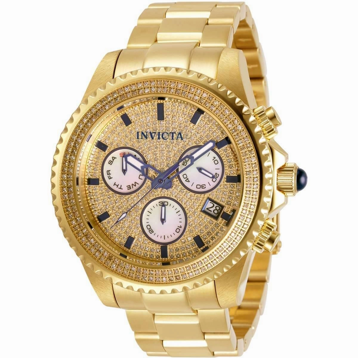 Invicta Men's Watch - Pro Diver Diamond Pave MOP Dial Yellow Gold Bracelet | 31991