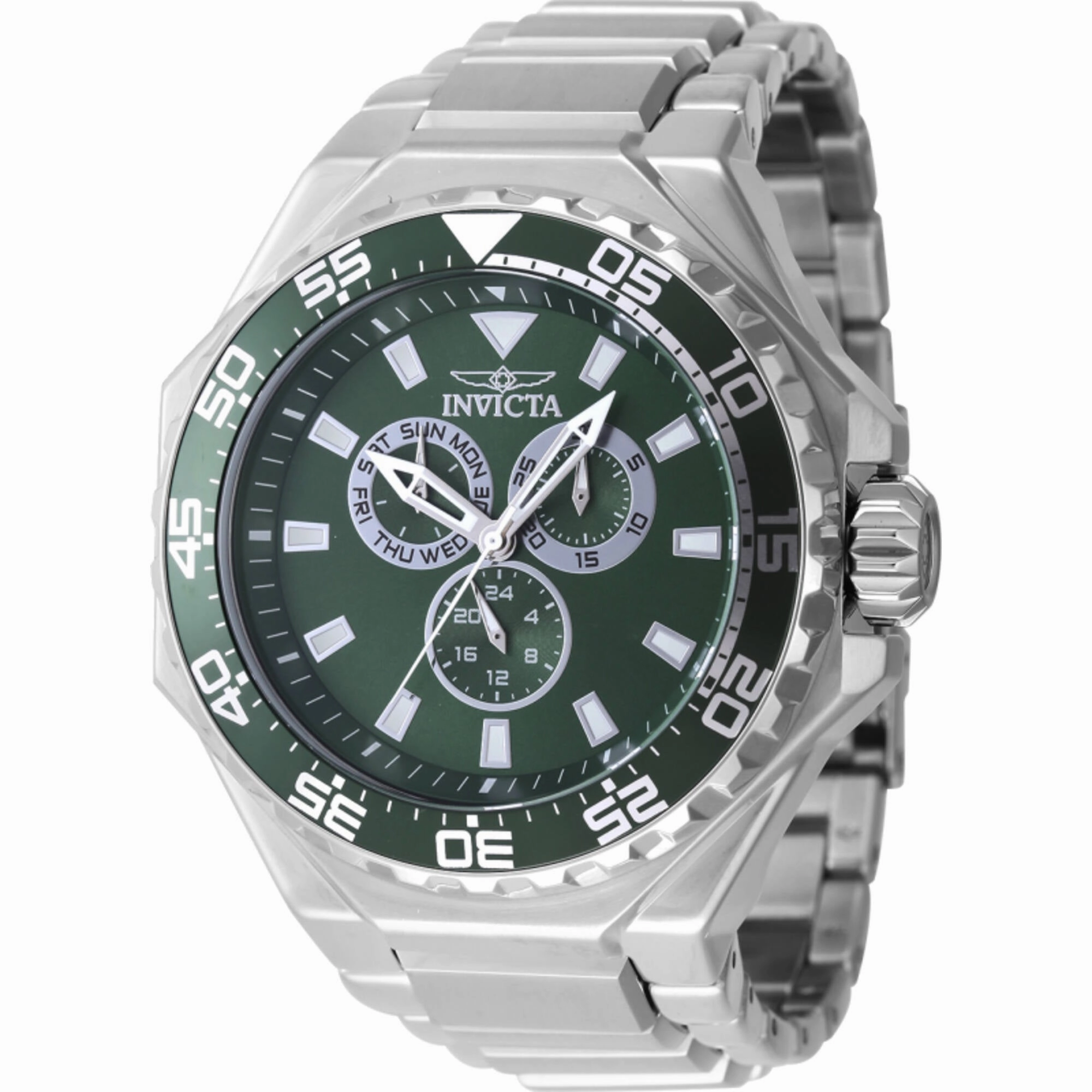 Invicta Men's Watch - Pro Diver Green Dial Silver Stainless Steel Bracelet | 46557