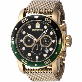 Invicta Men's Watch - Pro Diver Quartz Black Dial Yellow Gold Mesh Bracelet | 47632