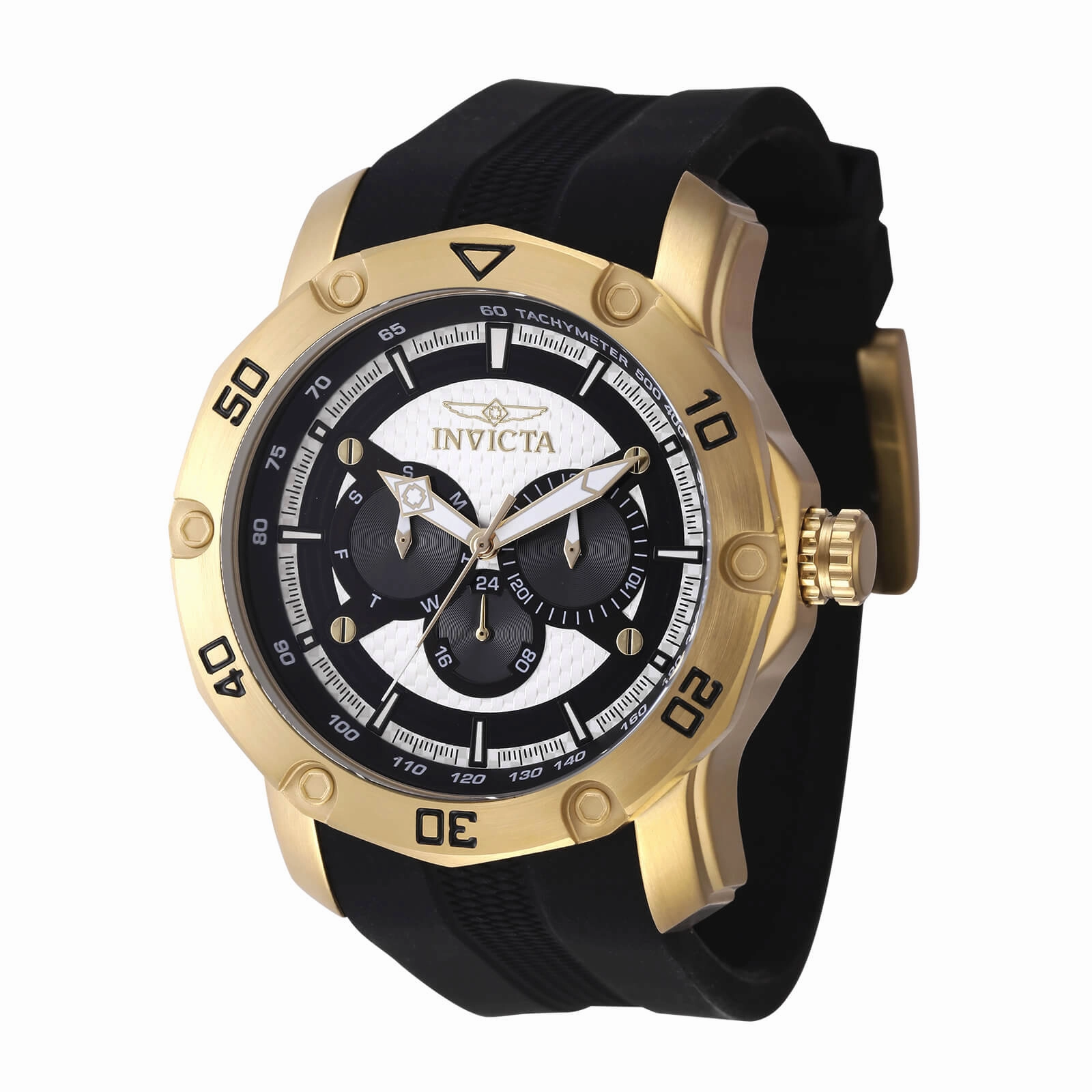 Invicta Men's Watch - Pro Diver White and Black Dial Silicone Strap Day-Date | 45741