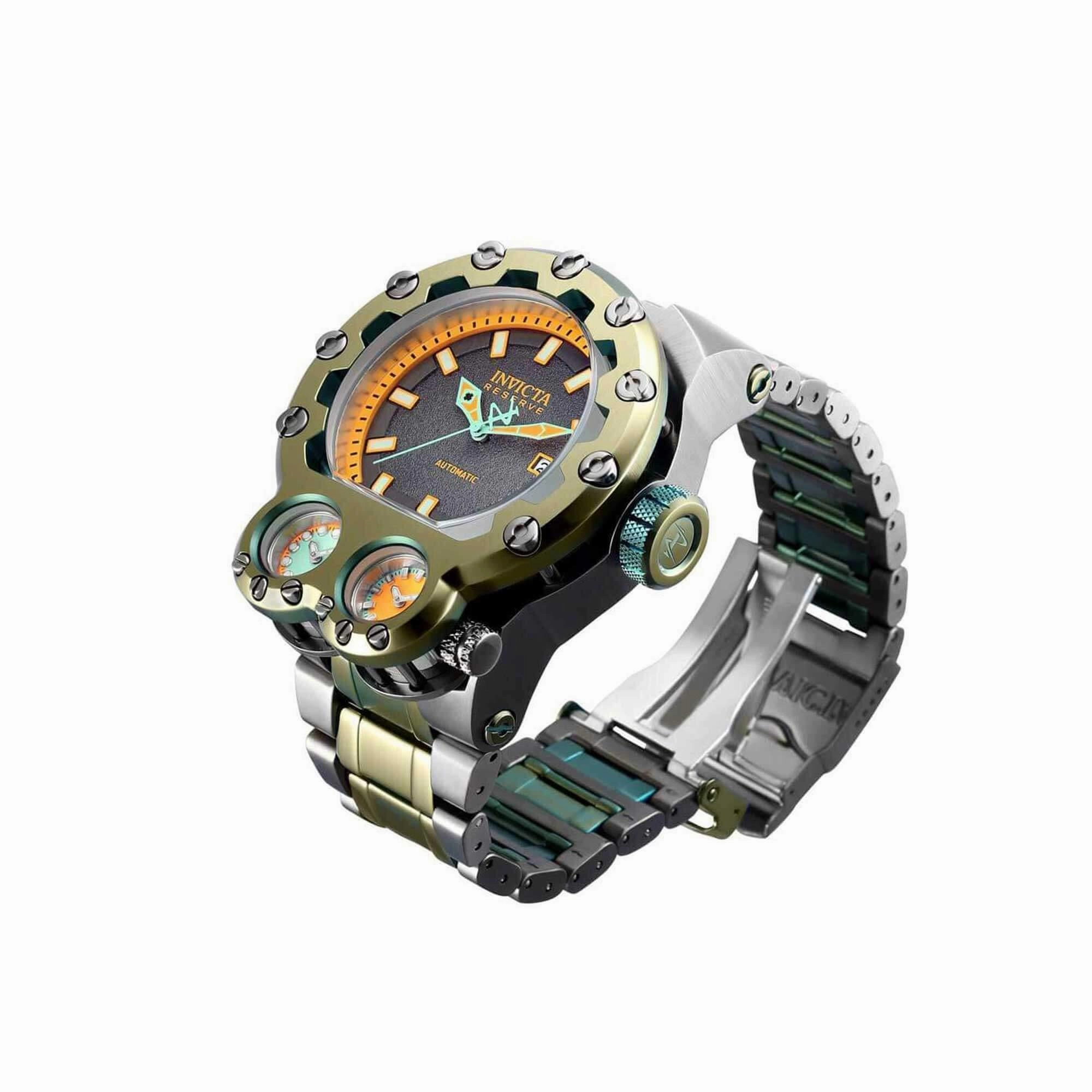 Invicta Men's Watch - Reserve Magnum Tria Mint Green and Grey Steel Bracelet | 37553