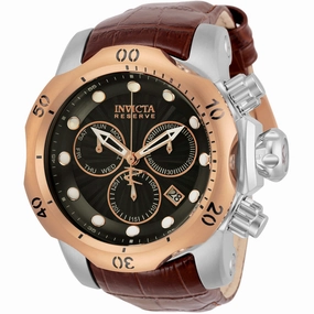 Invicta Men's Watch - Reserve Venom Chrono Gunmetal Dial Brown Leather Strap | 32958