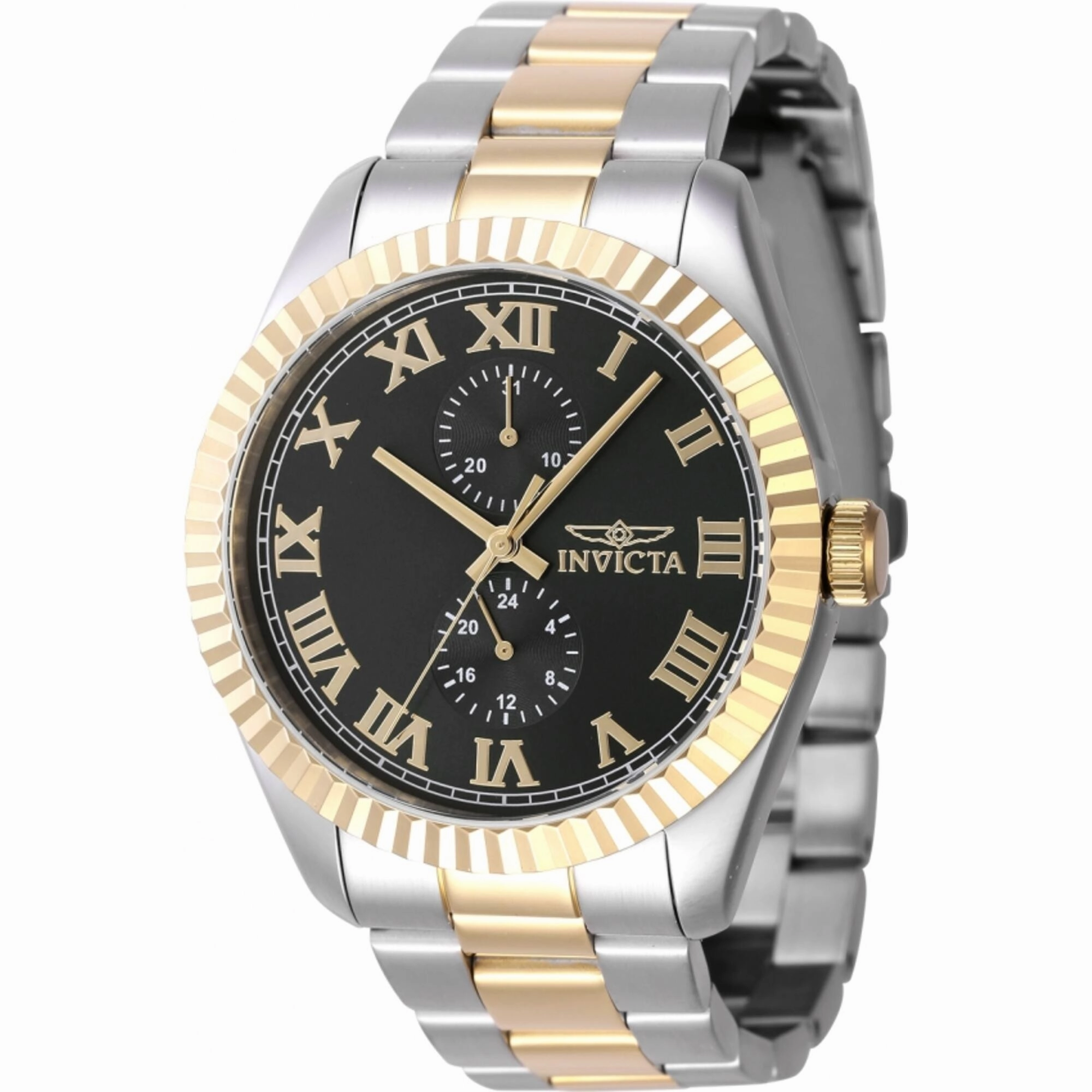 Invicta Men's Watch - Specialty Black Dial Silver and Yellow Gold Bracelet | 47425