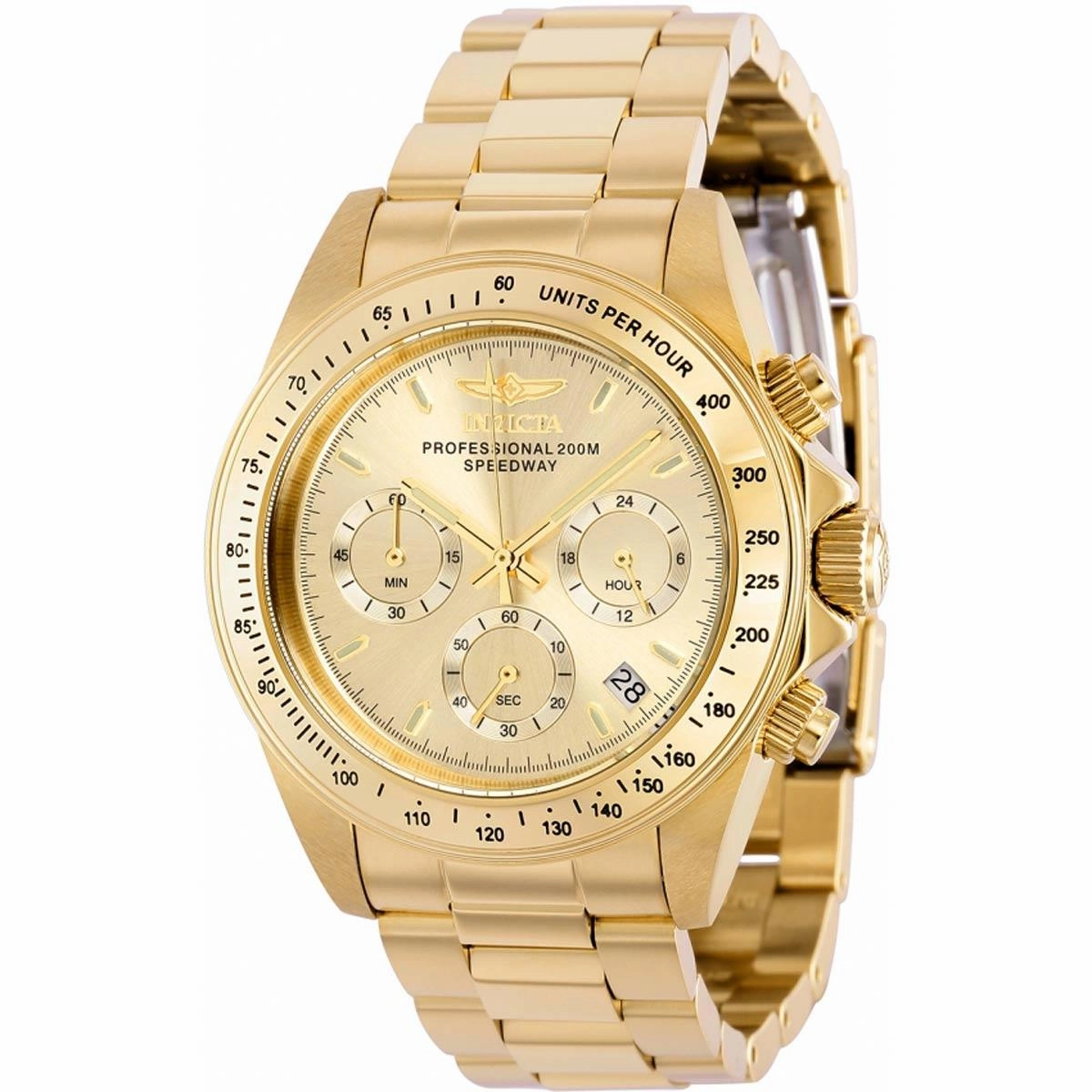 Invicta Men's Watch - Speedway Chronograph Gold Dial Stainless Steel Bracelet | 39565