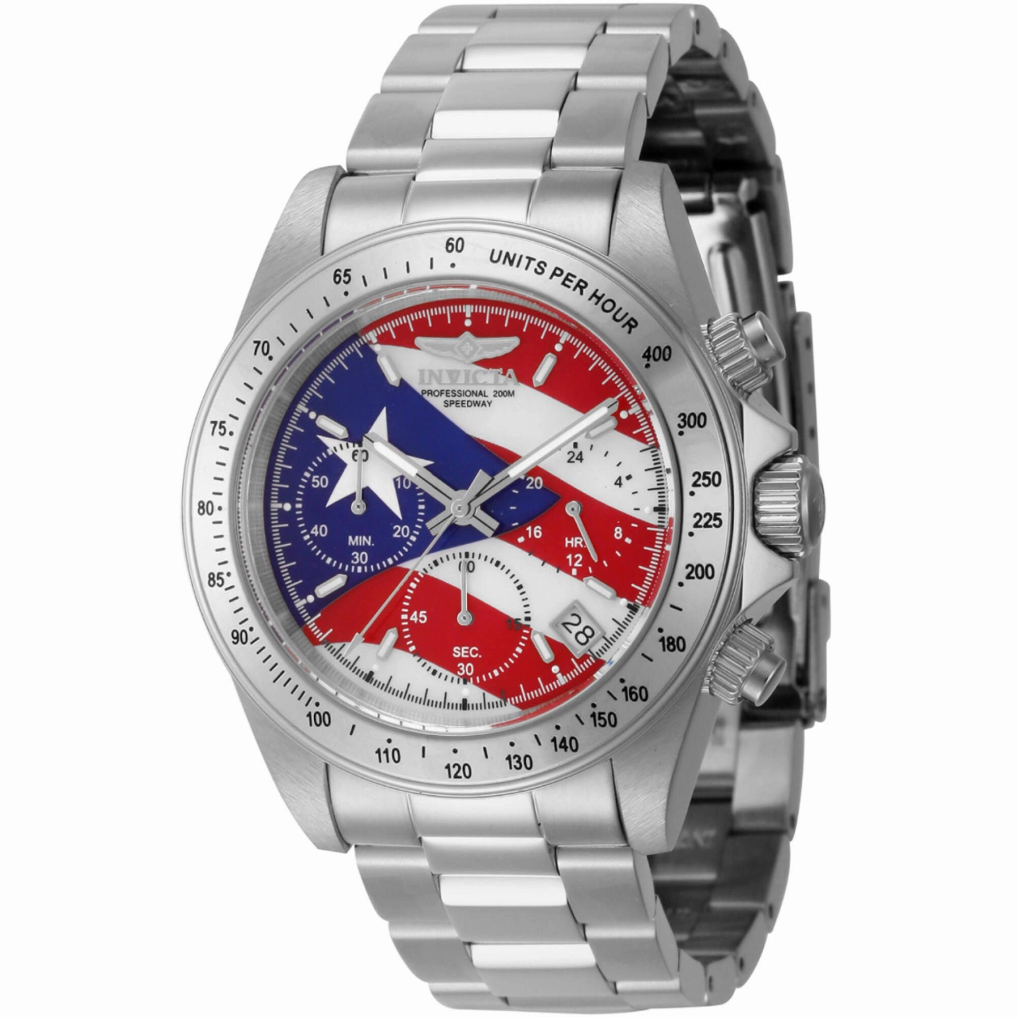 Invicta Men's Watch - Speedway Red, White, Blue Dial Silver Tone Bracelet | 46111