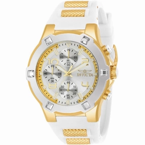 Invicta Women's Chronograph Watch - BLU Silver Tone Dial Two Tone Strap | 24192
